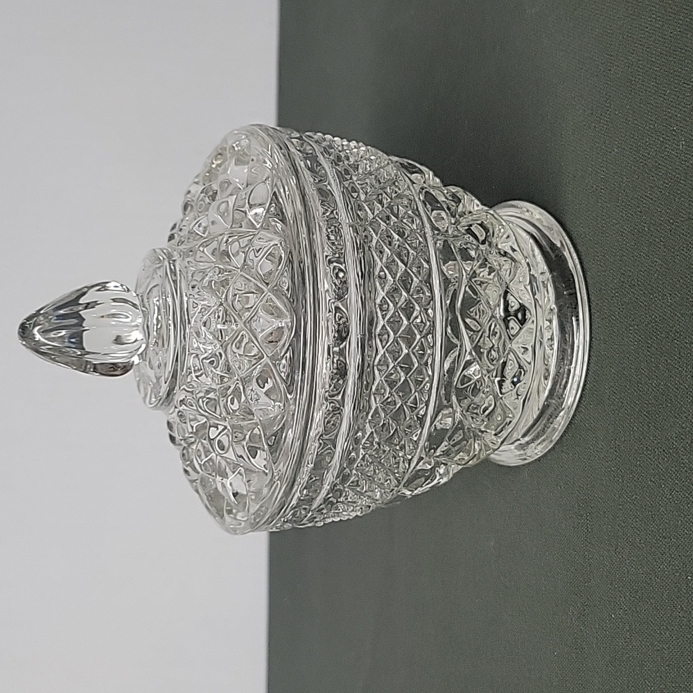 Clear Pressed Glass Sugar Bowl With Lid 5¼" High.